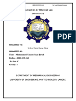 Machanics of Machine Lab: Submitted To: Submitted by