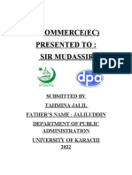 E Commerce (Ec) Presented To: Sir Mudassir