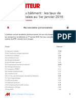 Entreprises Du Bâtiment - Les Taux de Charges Salariales Au 1er Janvier 2016