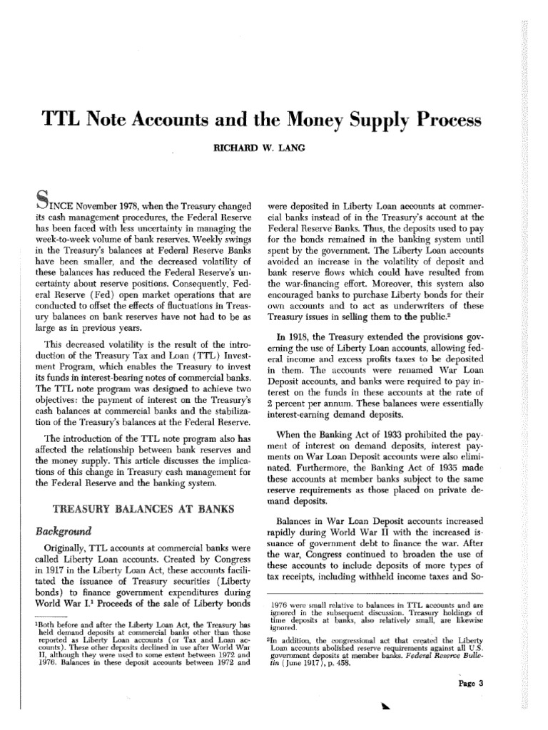 Treasury Cash Management Insights | PDF | Federal Reserve | Money Supply