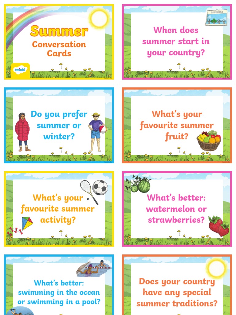 T Eal 1651231243 50 Esl Summer Conversation Cards Ver 2 | PDF