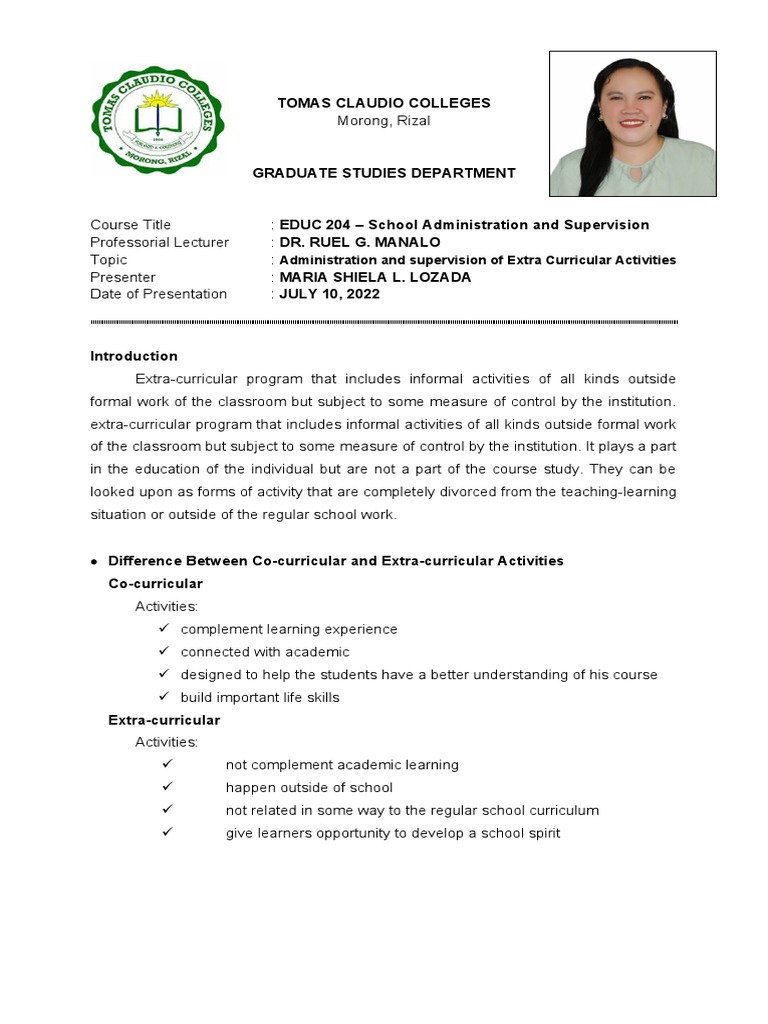 Written Report - Educ. 204 Maria Shiela L. Lozada | PDF | Curriculum ...