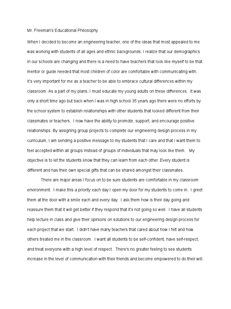Freemans Educational Philosophy | PDF