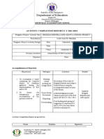 Department of Education: Activity Completion Report S. Y 2021-2022