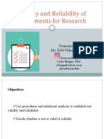 Validity and Reliability of Instruments