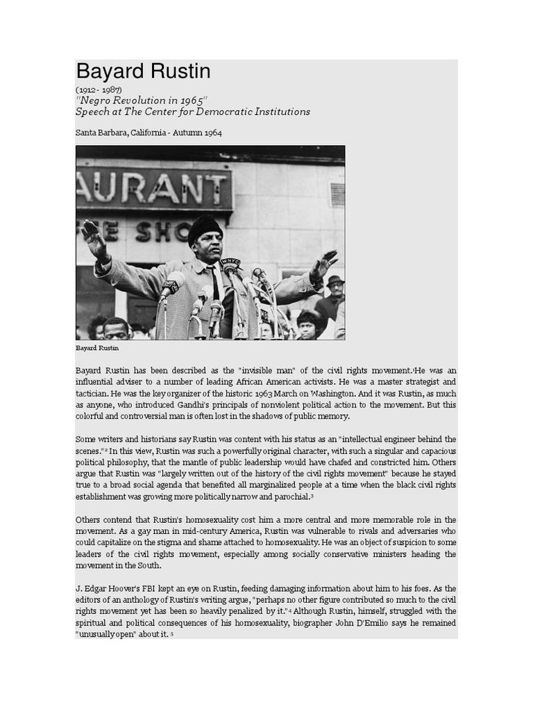 Bayard Rustin: Unsung Civil Rights Strategist | PDF | Martin Luther ...