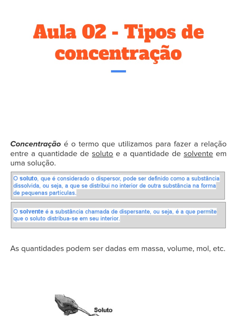 Aula 02 - Tipos de Concentração | PDF | Concentração | Ciências Físicas