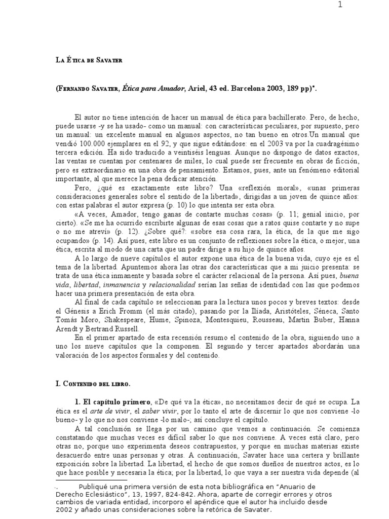 La Ética de Savater | PDF | Moralidad | Libertad