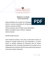 Mensaje A La Nación Del Presidente Pedro Castillo Por Fiestas Patrias