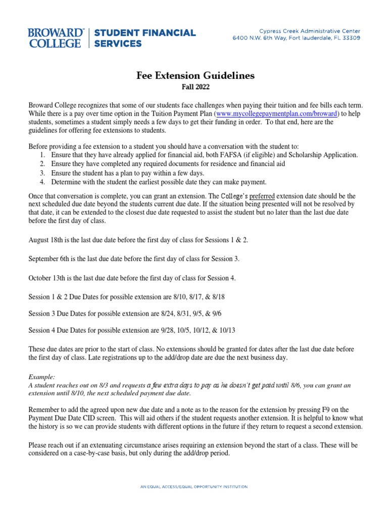 Payment Due Date Extension Guidelines | PDF | Student Financial Aid In ...