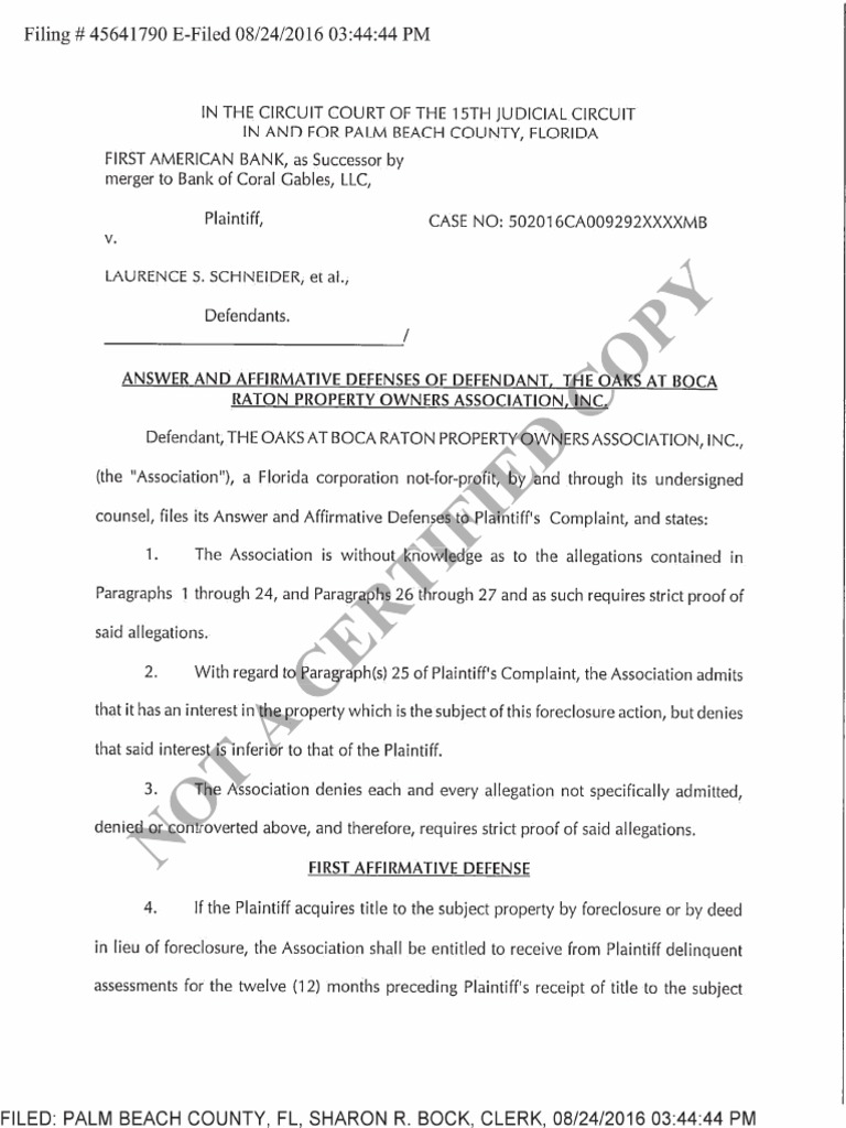 12 Answer and Affirmative Defenses of Defendant PDF Foreclosure