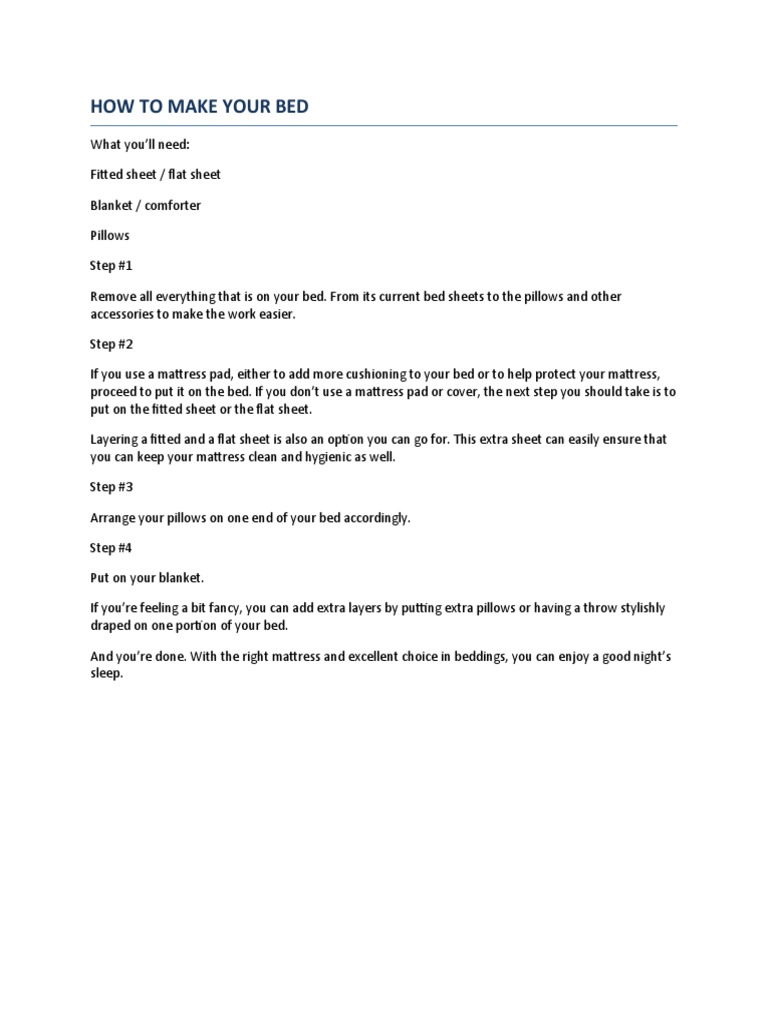 How To Make Your Bed PDF