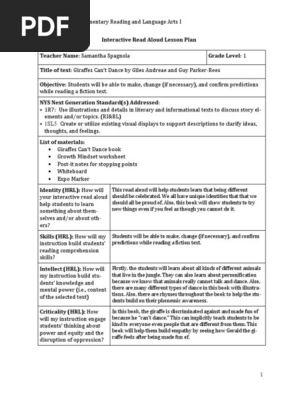 literacy lesson  interactive read aloud 