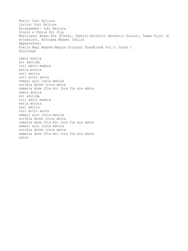 Sis Puella Magica Lyrics Leisure