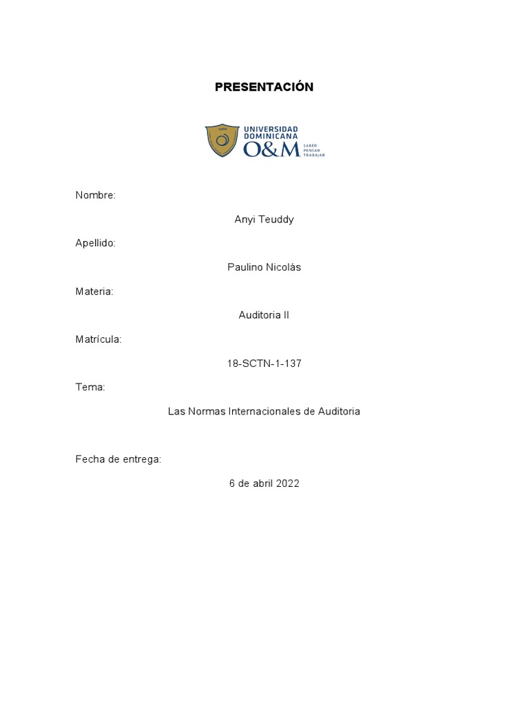 Las Normas Internacionales de Auditoria | PDF | Auditoría | Contralor