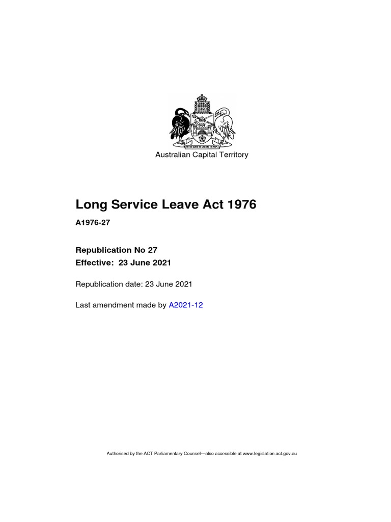 Long Service Leave Act 1976 PDF Employment Salary