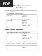 Coding Assignment: CSE 1110: Introduction To Computer Systems Basic Problems