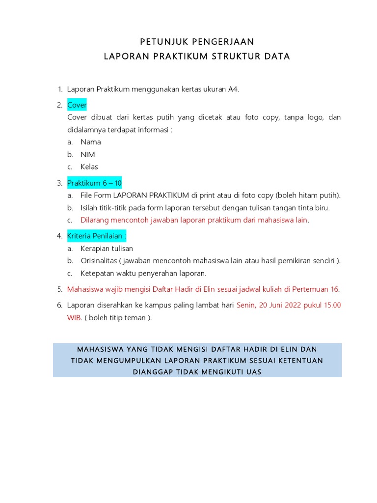 Panduan Laporan Praktikum Struktur Data | PDF