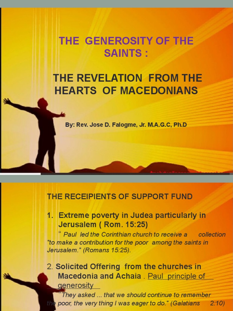 Macedonian Generosity Unveiled | PDF | Paul The Apostle | Generosity