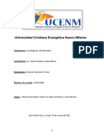 Universidad Cristiana Evangélica Nuevo Milenio: Asignatura: Investigación de Mercados