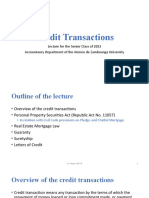 Credit Transactions: Lecture For The Senior Class of 2022 Accountancy Department of The Ateneo de Zamboanga University