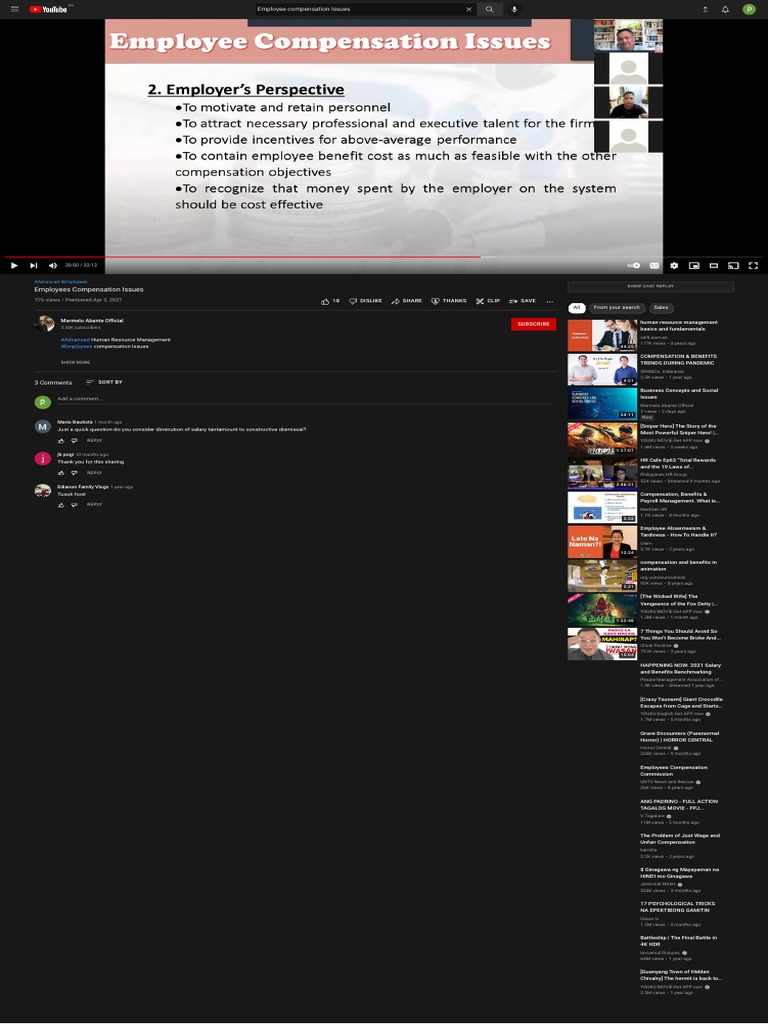 Employees Compensation Issues - YouTube | PDF | Compensation And ...