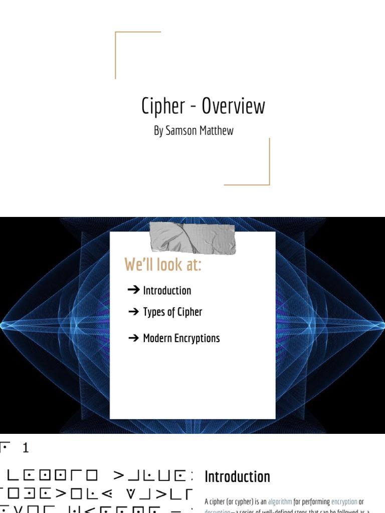 Cipher - Overview: by Samson Matthew | PDF | Cipher | Cryptography