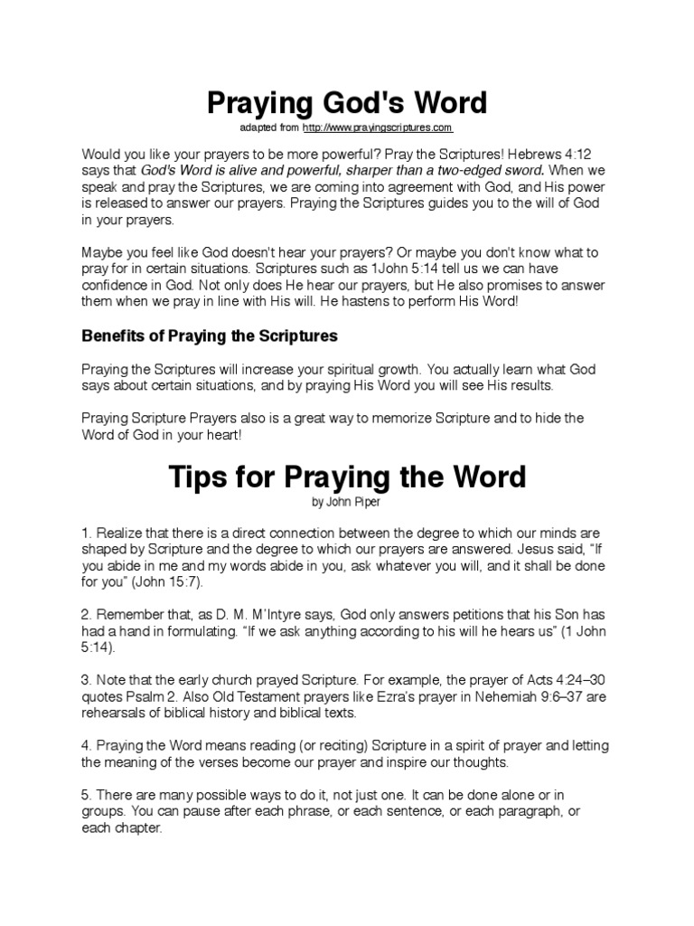 Praying the Scriptures Effectively | PDF | Prayer | Bible