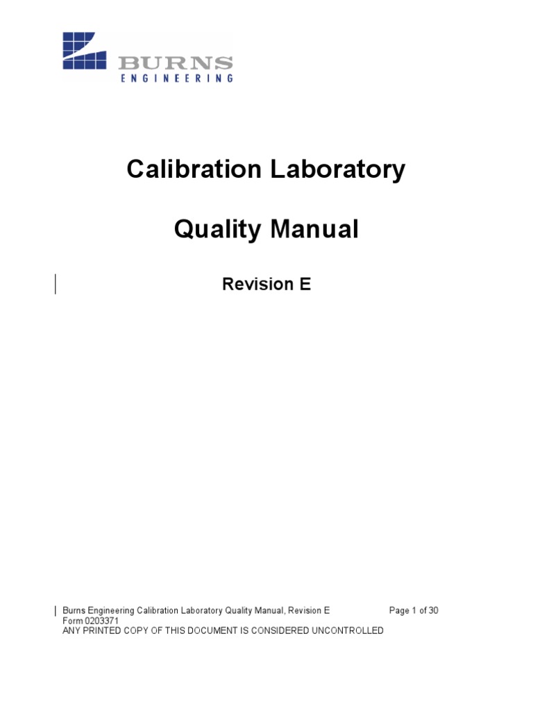Calibration Quality Manual: Revision E | PDF | Business | Technology ...