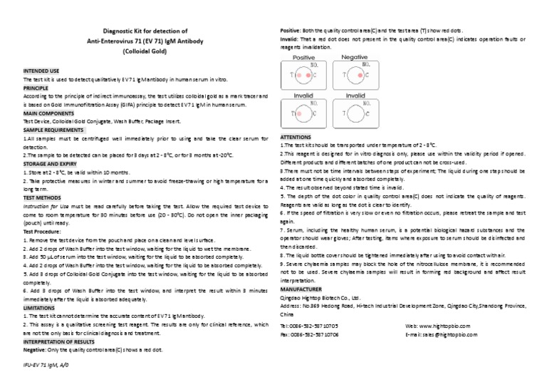 H242-EV71 IgM Insert v6.0 | PDF | Immunoassay | Physical Sciences