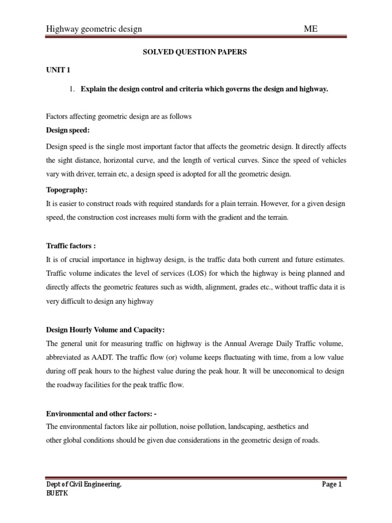Key Factors in Highway Geometric Design | PDF | Road | Civil Engineering