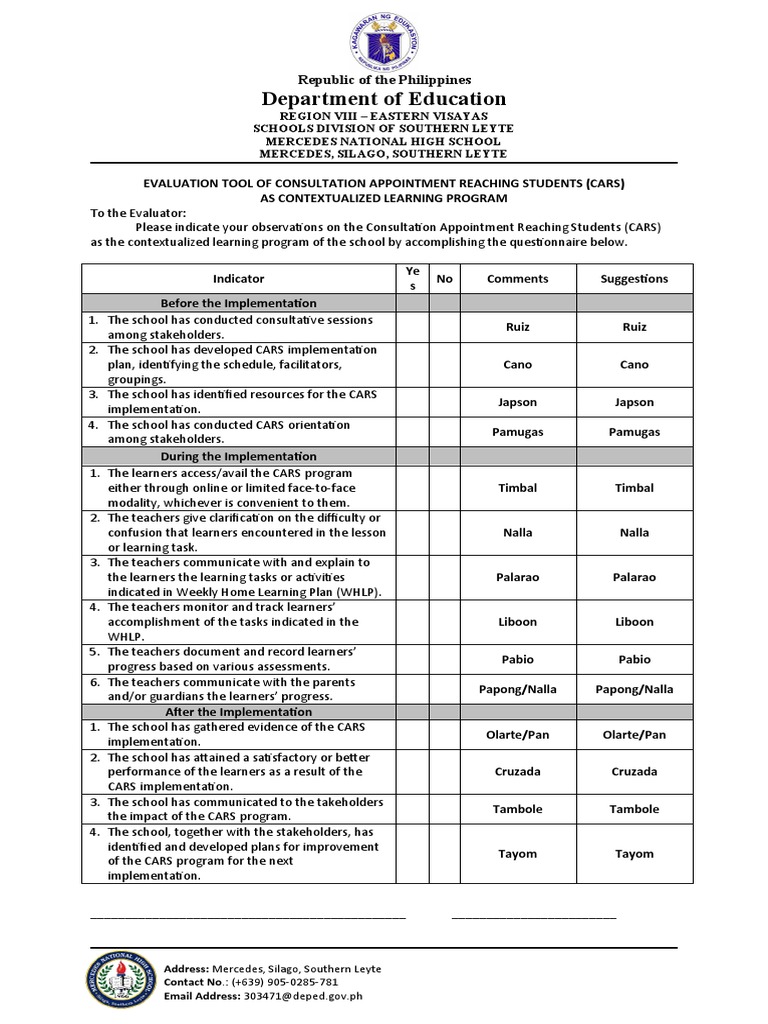 Mov Objective 11 Proof of Evaluation Cars PDF Learning