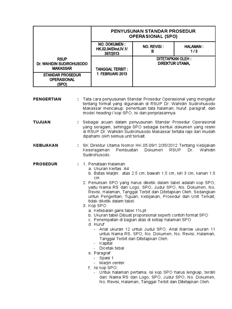 SPO Penyusunan SPO | PDF