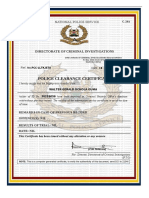 Police Clearance Certificate: Directorate of Criminal Investigations