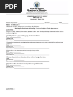 Observe Correct Grammar in Making Definitions: Learning Activity Sheet English 10 Quarter 4 Week 5-6