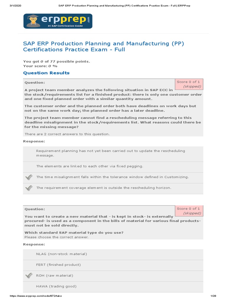 SAP ERP Production Planning and Manufacturing (PP) Certifications ...