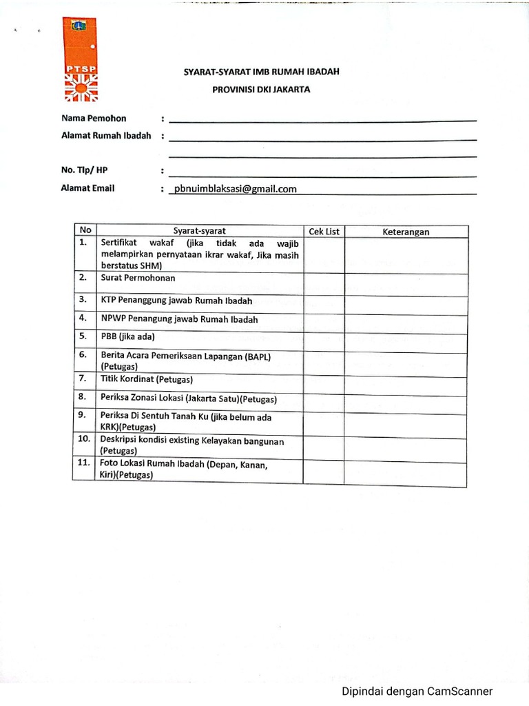 Surat Permohonan IMB Masjid Dan Musholla | PDF