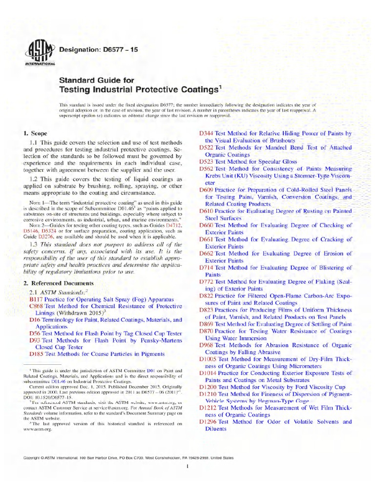 ASTM D6577 - 15 Standard Guide For Testing Industrial Protective ...