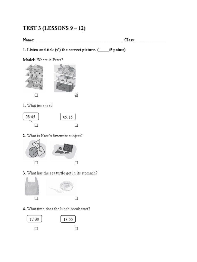 Test 3 - Grade 4 | PDF | Self-Improvement