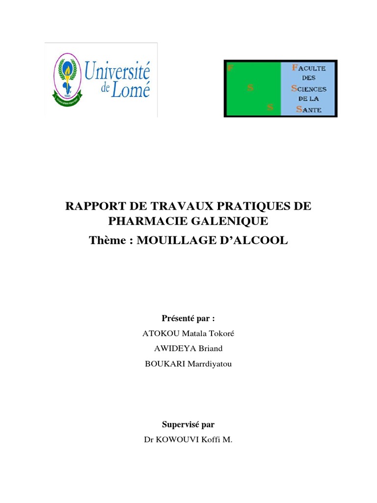 Tableau de mouillage d'alcool en TP PDF Éthanol — free download