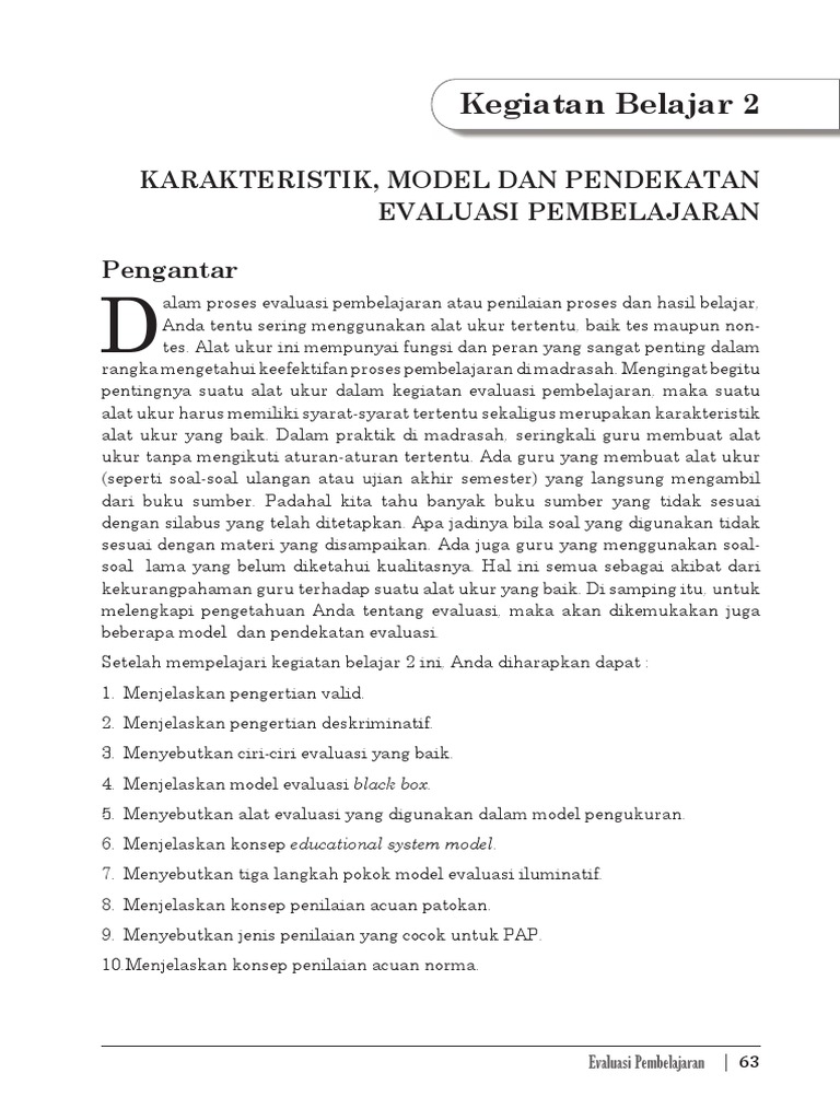 Karakteristik Evaluasi Pembelajaran | PDF | Karier & Perkembangan