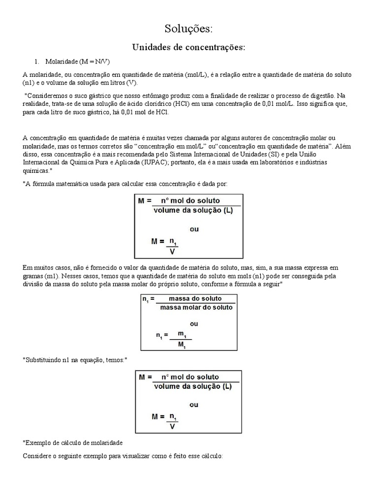 Molaridade Calculo