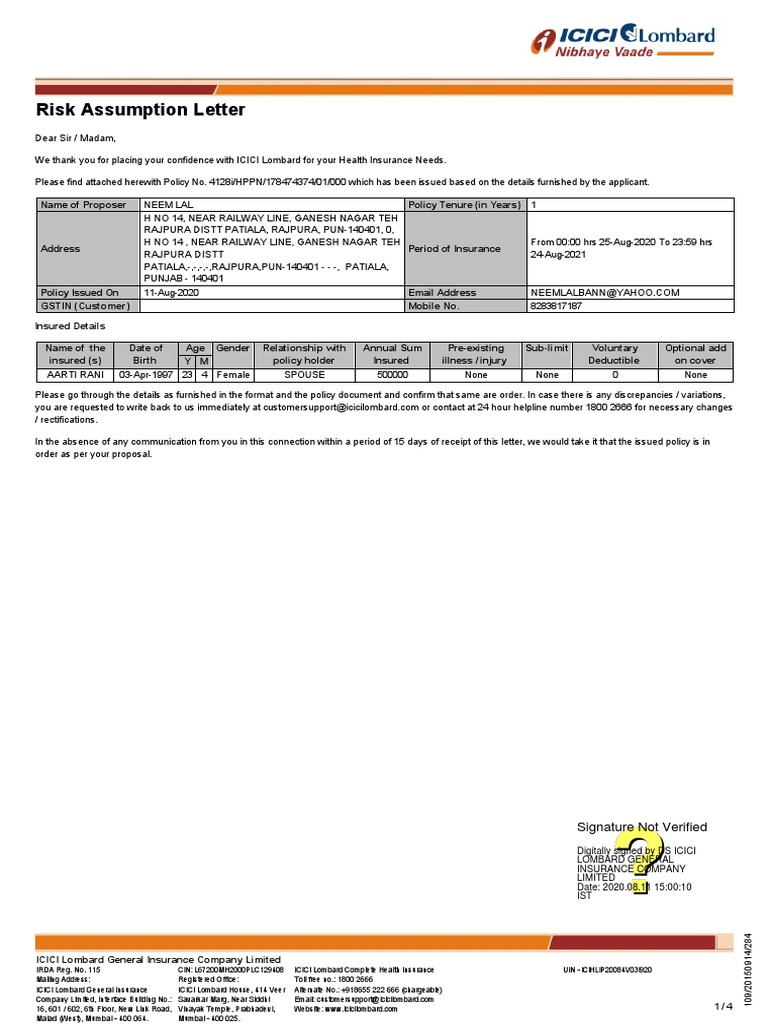 Consolidated Policy Schedule (1) | PDF | Insurance | Taxes