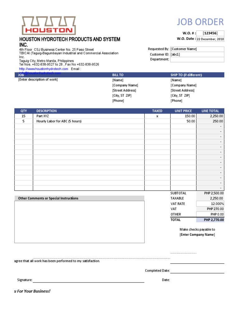 Job Order Form | PDF | Government | Payments
