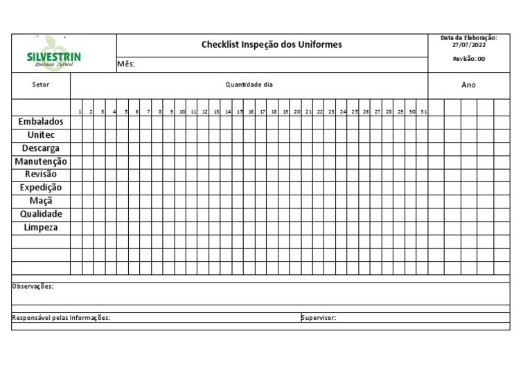 Checklist - Inspeção Uniformes | PDF