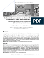 Evaluación de La Satisfacción Del Cliente y de Los Costos de Calidad Del Proceso de Restauración en La Hotelería