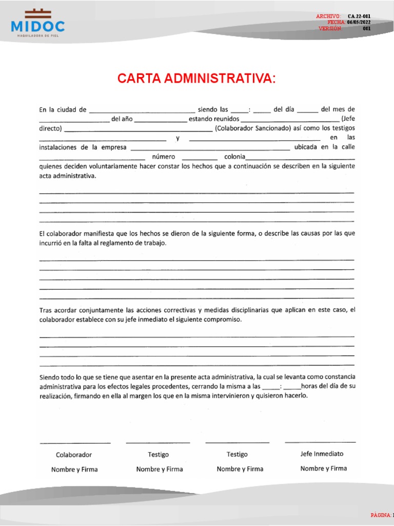 Modelo De Carta Administrativa Formato Wordmodelo De Nota Administrativa