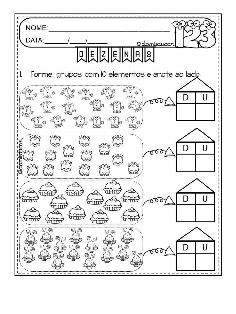 Atividades de Matemática Dezenas e Unidades para Imprimir 2º Ano | PDF