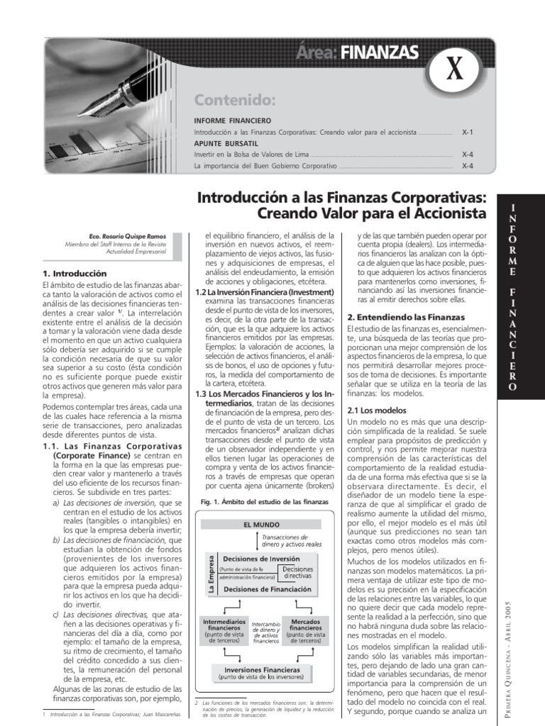 Introducción a Finanzas Corporativas | PDF | Compartir (Finanzas ...