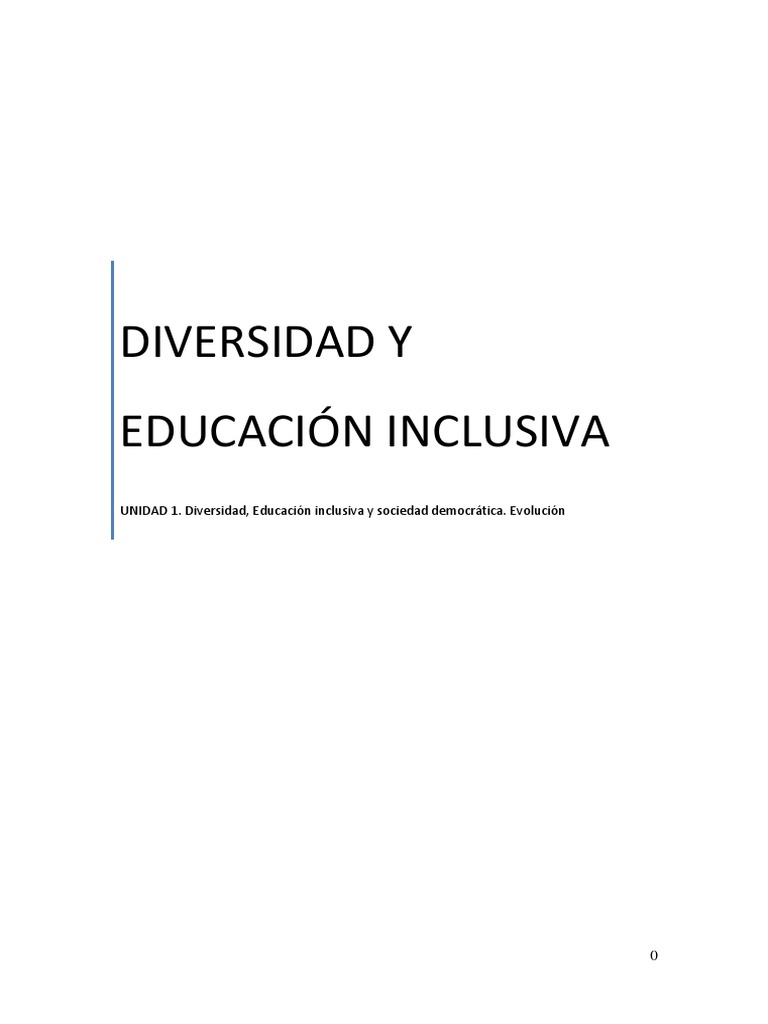 Diversidad y Educación Inclusiva Actual | PDF | Inclusión (Educación ...